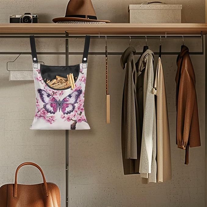 Clothes Pin Hanging Bag, Butterfly Clothes Pins Bag Holder Outdoor 4.Stylish