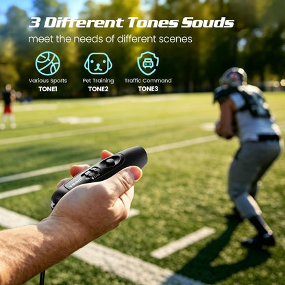 UNIWA Rechargeable Electronic Whistle, 2-Pack Handheld with 3 Loud Tones and Adjustable Volume.The Long-Lasting Battery is Ideal for Outdoor Sports, Coaching and Emergency Safety - Black+Green