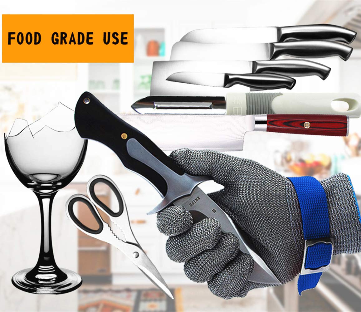 CPTDCL Level 9 Cut Resistant Glove Stainless Steel Mesh Metal Wire Glove Durable Rustproof Butcher Kitchen Cutting Protection (M)