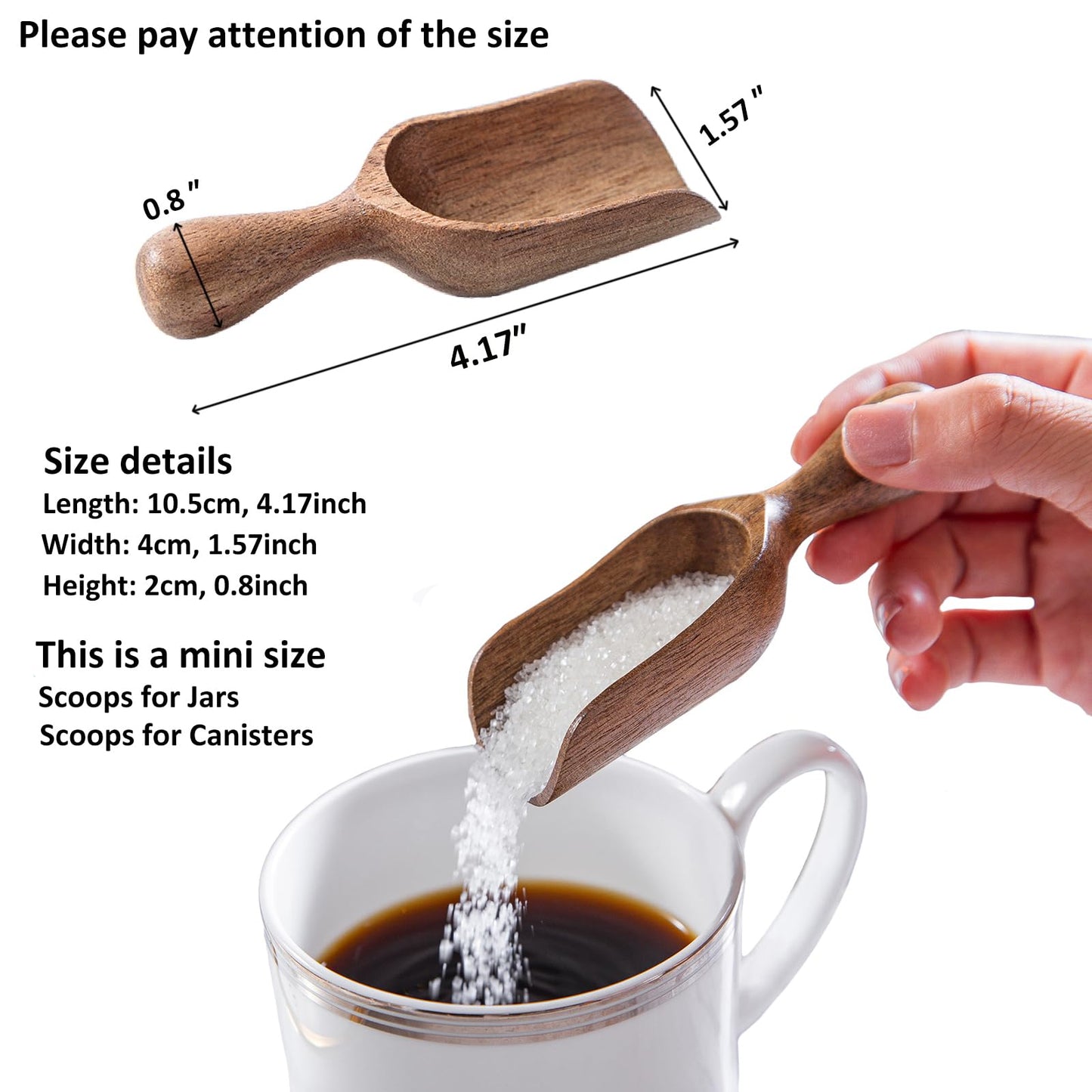 Wooden Scoops for Canisters 3PCS Small Wooden Scoop Acacia Wood Scoops for Jars Mini Coffee Scoops for Canisters for Ground Coffee Scoop for Seasoning Bath Salt Laundry Shovel-Multipurpose
