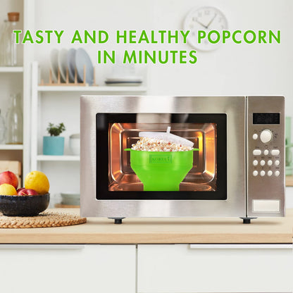 The Original Korcci Microwaveable Silicone Popcorn Popper, Microwave Popcorn Popper, Collapsible Microwave Popcorn Maker Bowl, No Oil Required, Use In Microwave, Dishwasher Safe (Blue)
