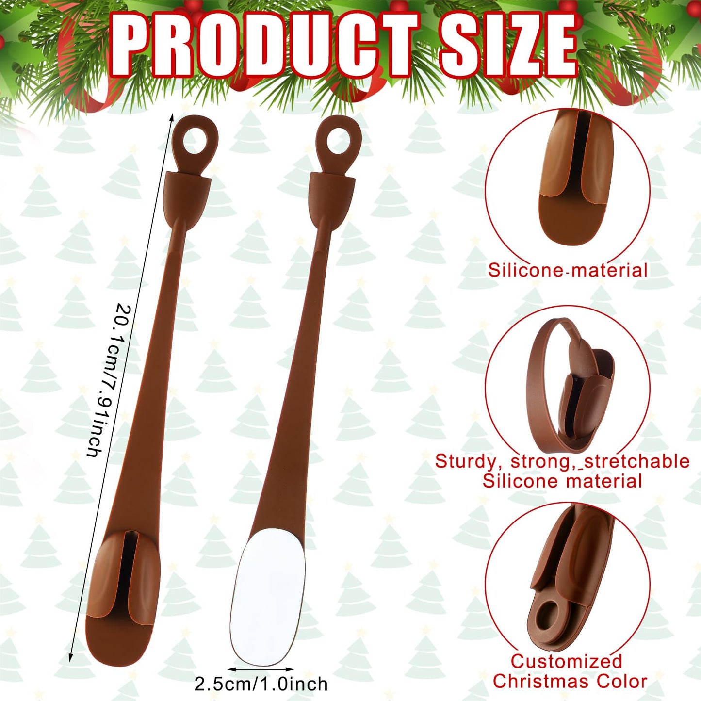Relaxweex 24 Pcs Garland Hanger for Mantle No Drill Garland Hangers Hooks Wreath Ties Fireplace Stocking Holder Stretchable Silicone Adhesive Straps for Door Frame Stairways (Brown)