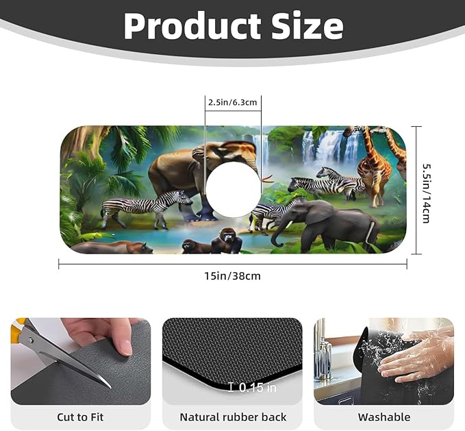 Animal Paradise Kitchen sink faucet pad, strong water absorption, anti slip