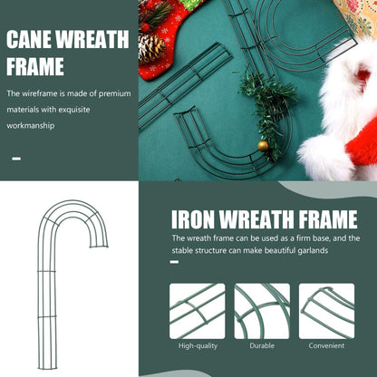 DECHOUS 4Pcs Candy Cane Wreath Frame Metal Christmas Candy Cane Shaped Wire Flower Frame J Letter Rings for DIY Christmas Decoration Indoor Outdoor Holiday, 12 Inch