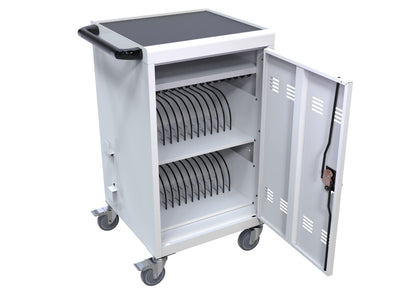 Laptop Charging Cabinets, Mobile Charging Carts and Cabinets, Holds Up to 32 Units, with Power Cord Management, Fits Screen Sizes Up to 16.3", Fits Chromebooks, Laptops, Fits School, Business, White
