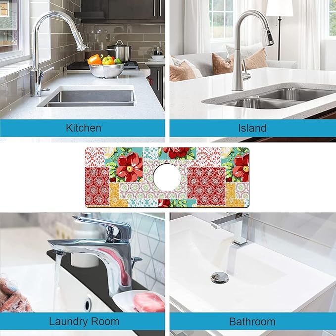 Kitchen Sink Splash Guard Faucet Mat Super Absorbent Fast Drying Mat Sink