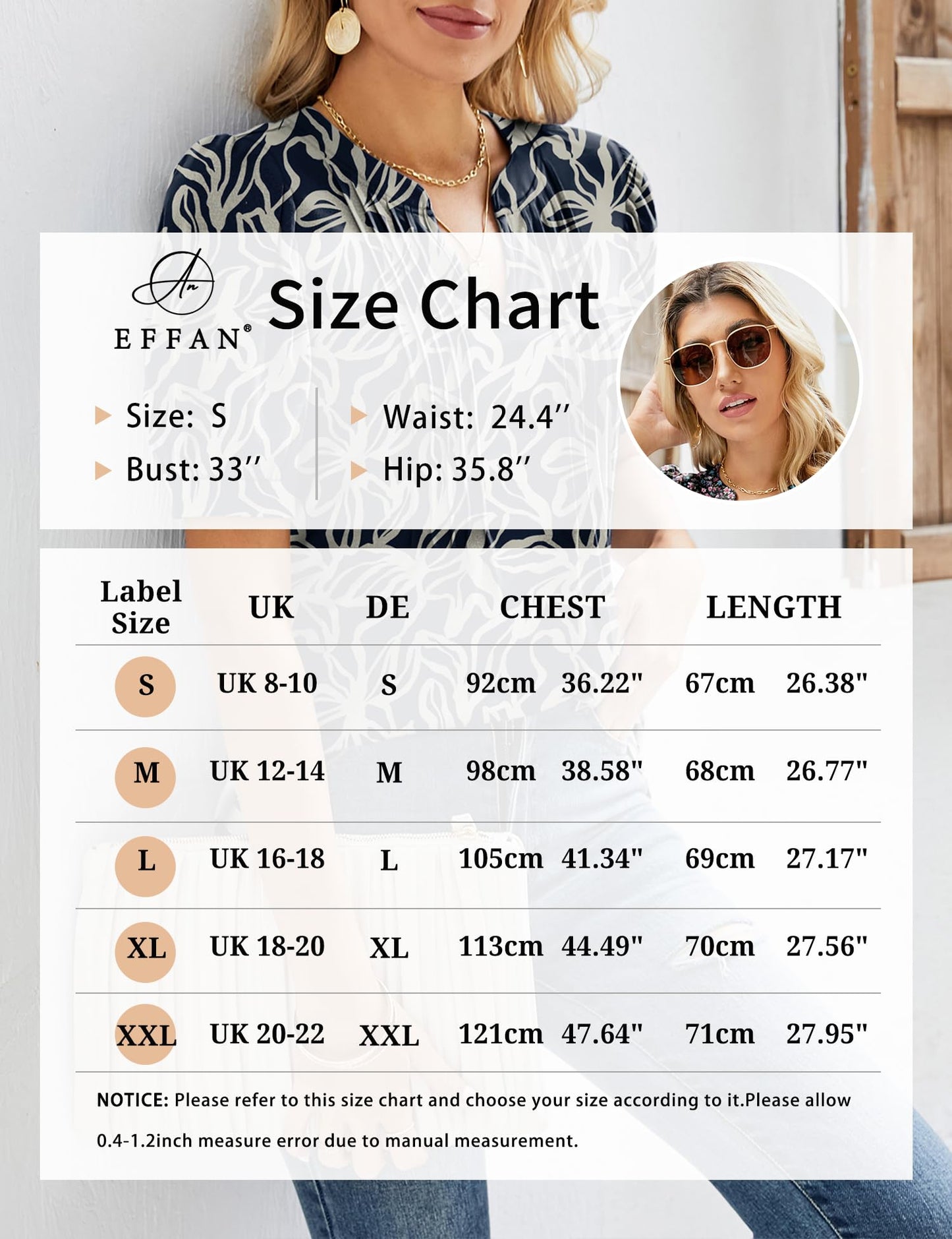 EFFAN Womens Tunic Tops Short Sleeve Summer T Shirts Ladies Blouses Dressy Floral Printed Fashion Top Floral_Navy M (UK 12-14)