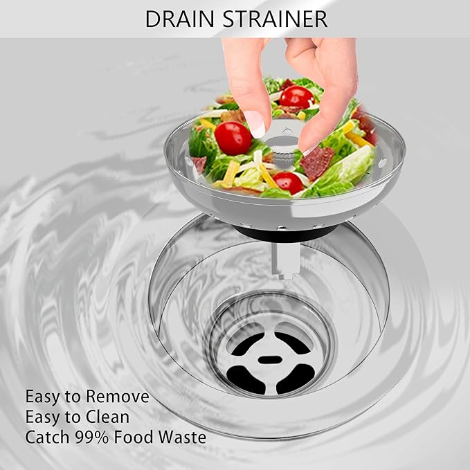 Kitchen Sink Drain 3-1/2 Inch Brushed Stainless Steel Sink Drain Strainer