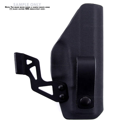 [2 Pack] IWB Belt Loop - (8-9oz Leather) - Black w/Black Pull-The-Dot Snap & Mounting Hardware - 6.0 x 0.875 Inches - for IWB Holster Carry - (Fit 1.25-2.00 Inch Belts (Adjustable)