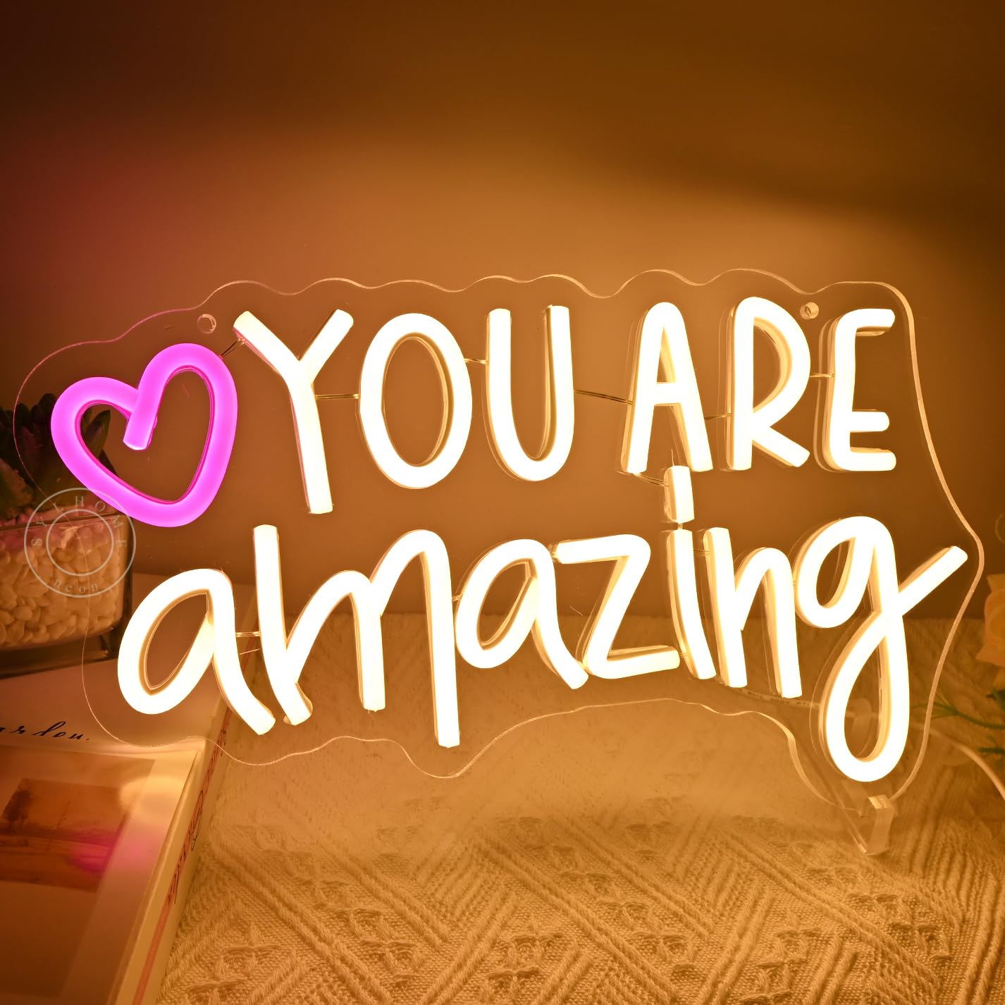 SYLHOME Led Neon Light Sign You Are Amazing Heart Classroom Kids Room Besroom Wall Decor Sign Banner Birthday Christmas Party Backdrop 13.8" X 8" USB