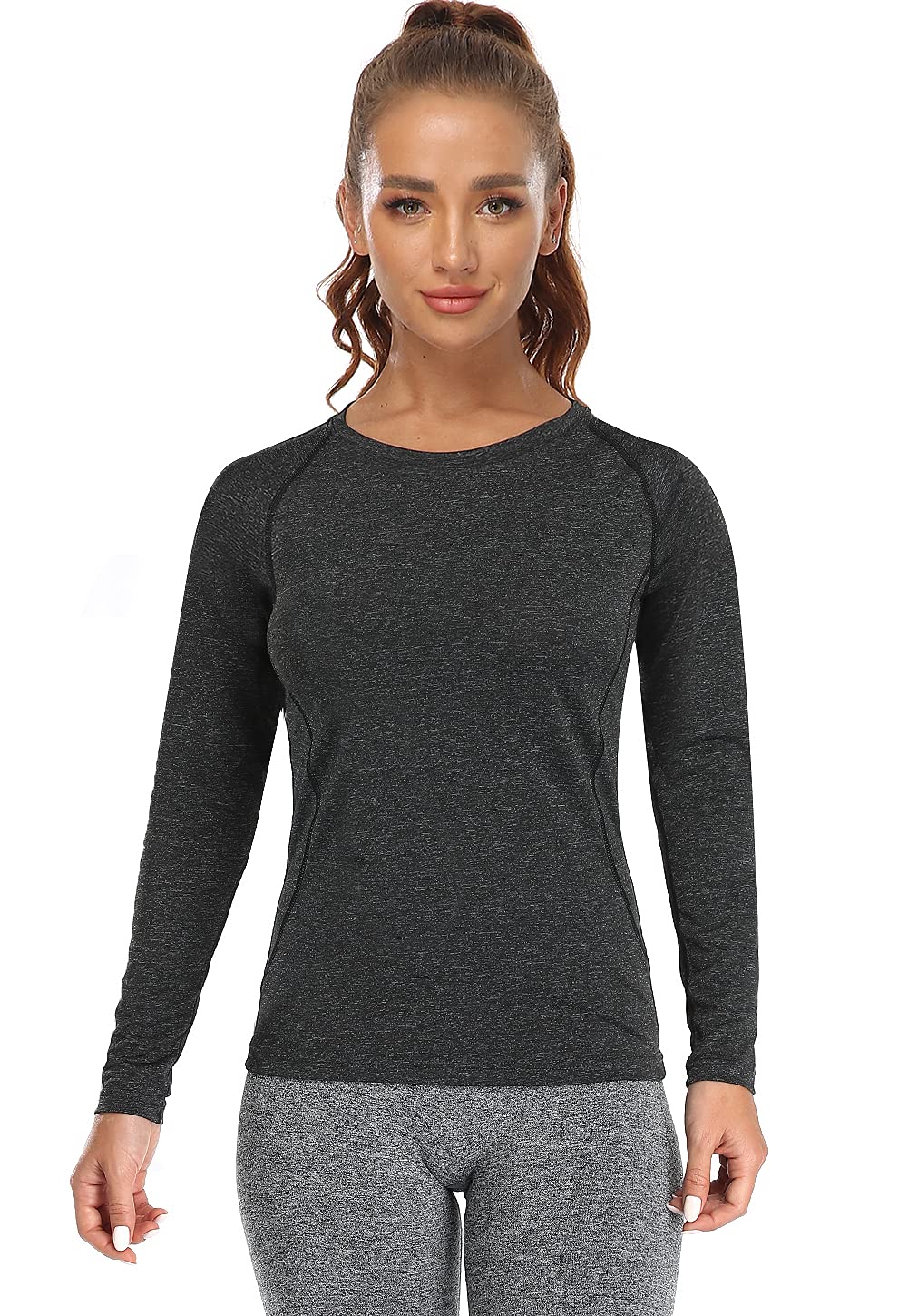 Star Vibe Dry Fit Long Sleeve Tshirt for Women Moisture Wicking Long Sleeve Tee Outdoor Compression Running Workout Tops 3 Pack Black/Grey/Blue S