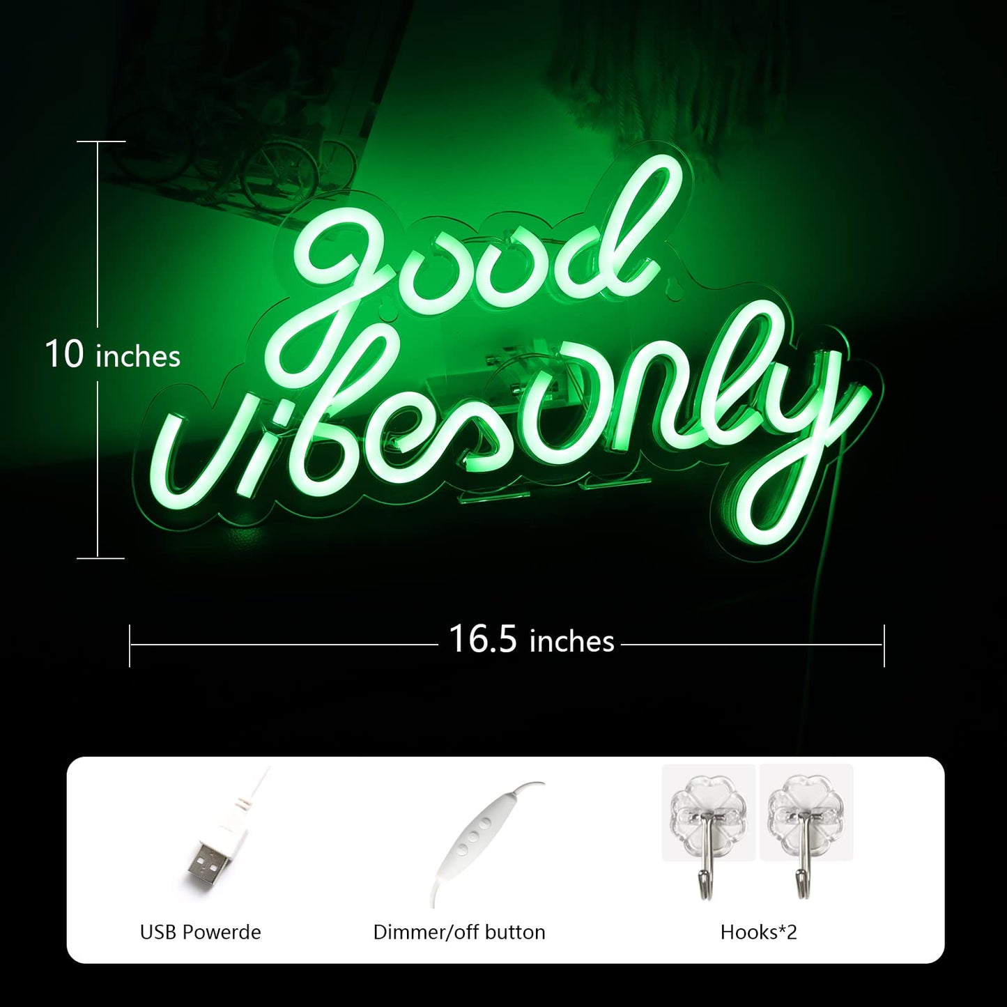 JFLLamp Good Vibes Only Neon Signs for Wall Decor Neon Lights Led Signs Suitable for Living Beer Bar Game Room Hotel Birthday Party Restaurant Christmas Unique Gift for Lover, 16.5 * 10 Inch(Blue)