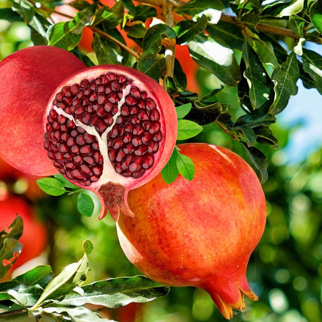 Sweet Red Pomegranate Tree Live Plant Starter Size Seedling in 4" Pot, 1 Year Old Pomegranates Plant for Indoor Outdoor Spring Growing