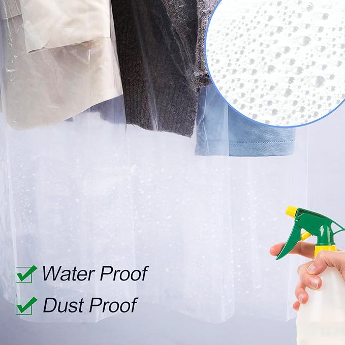 100 Pack Dry Cleaning Bags, 60x120 cm Clear Plastic Garment Bags