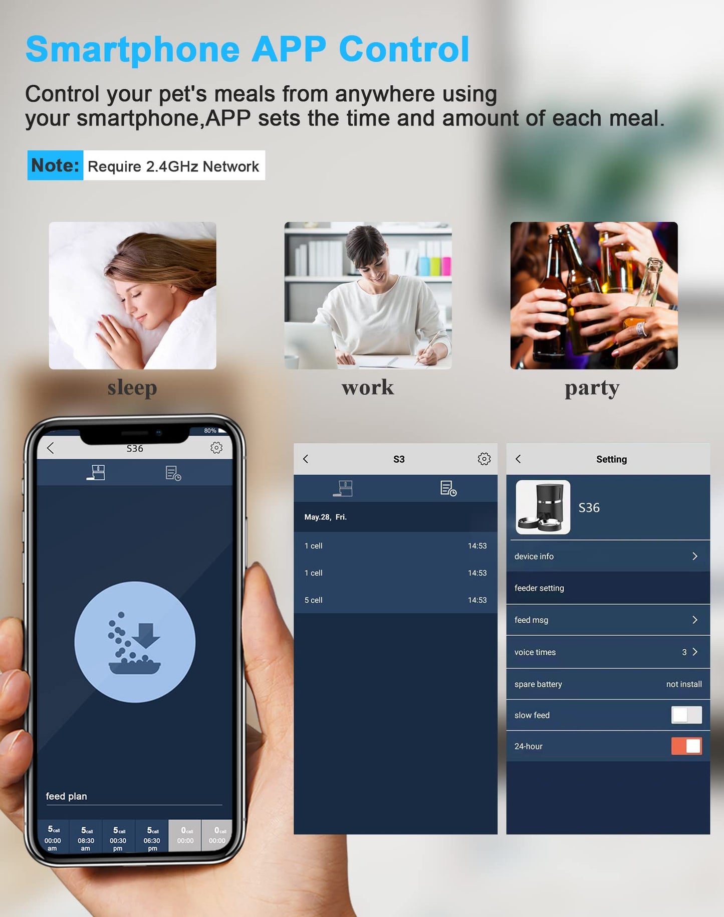 Smart Cat Feeder, WellToBe Automatic Cat Feeder WiFi Enable Pet Dog Food Dispenser App Control for Cat&Dog with Two-Way Splitter and Two Bowls, Voice Recorder Distribution Alarms, Portion Control
