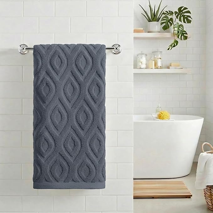 Artoid Mode 1 Pc Grey 3D Diamond Grid Jacquard Hand Towels