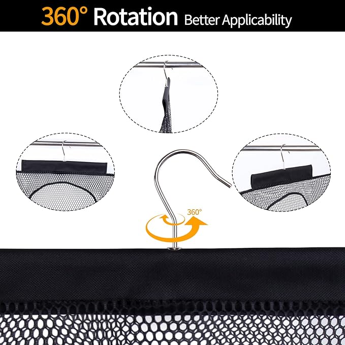 Breathable Mesh Laundry Hamper, Bringing Hooks Foldable Hanging Shower Caddy