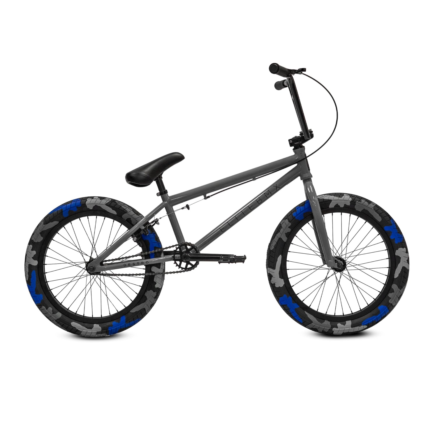 Elite BMX Bicycle 18", 20" & 26" Model Freestyle Bike - 3 Piece Crank (Destro Grey, 20")