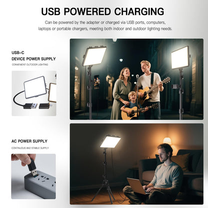 NiceVeedi 2-Pack Photography Lighting Kit, 25 * 20CM Dimmable15W LED Studio Video Light, Stream Selfie Light for Recording/Game Streaming/Camera Portrait, With 160CM Tripod (15w-2 Pack)