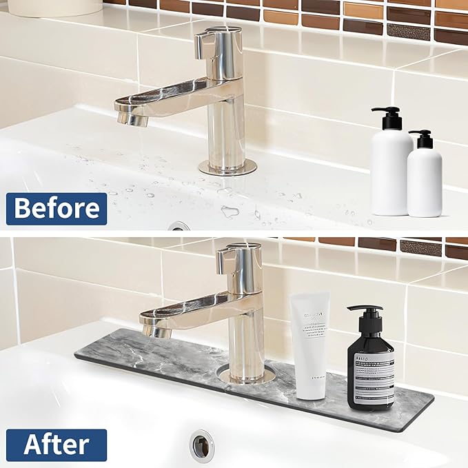 Kitchen Sink Splash Guard: Kitchen Faucet Mat, Diatomaceous Earth Sink Faucet
