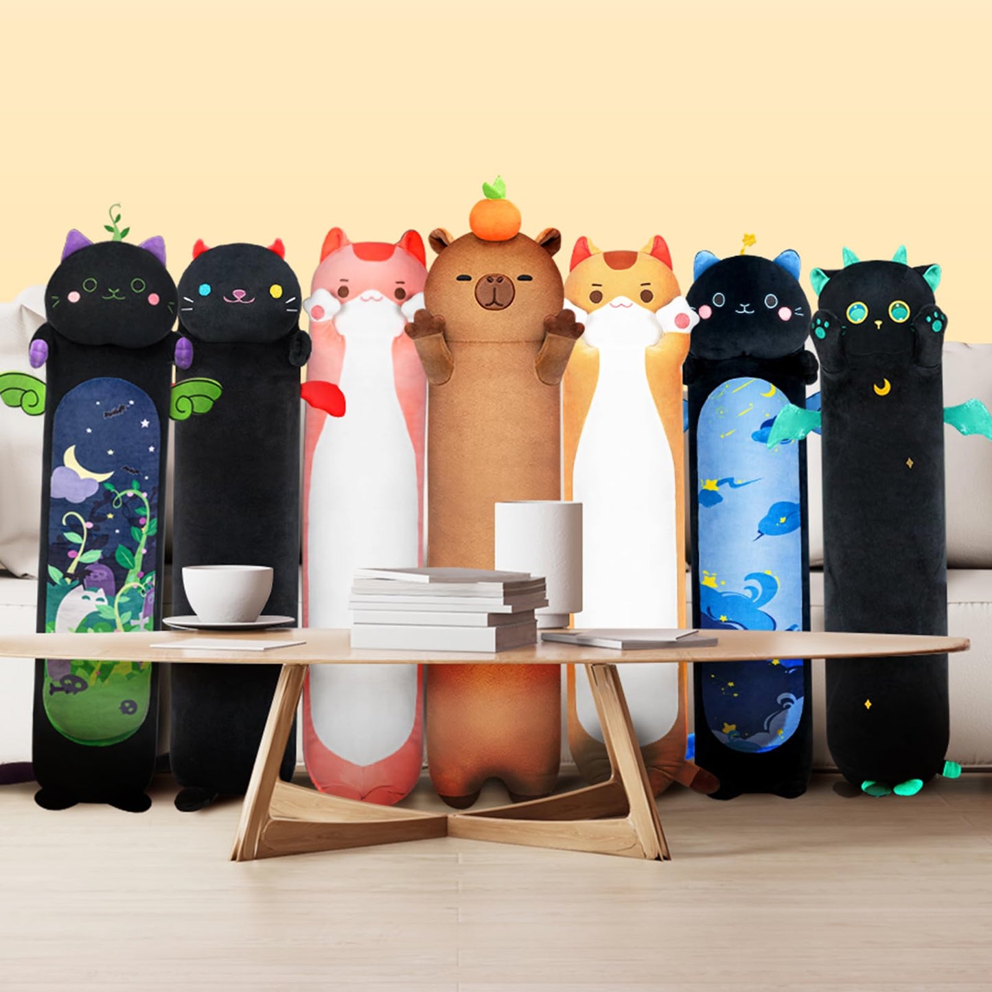 Mewaii 20in Long Plush Capybara Body Pillow, Cute Capybara Stuffed Animals Soft Plushies, Squishy Big Cuddle Pillow Toys Gift for Girls