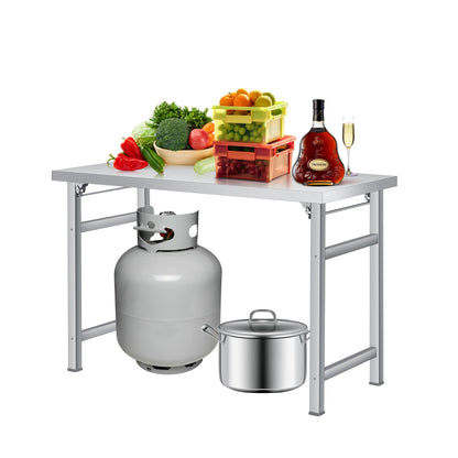 GAOMON 48" Folding Stainless Steel Table, 520 LBS Single Tier Commercial Worktable Workstation for Prep & Work, NSF Stainless Steel Kitchen Island for Home Kitchen Restaurant Garage Warehouse