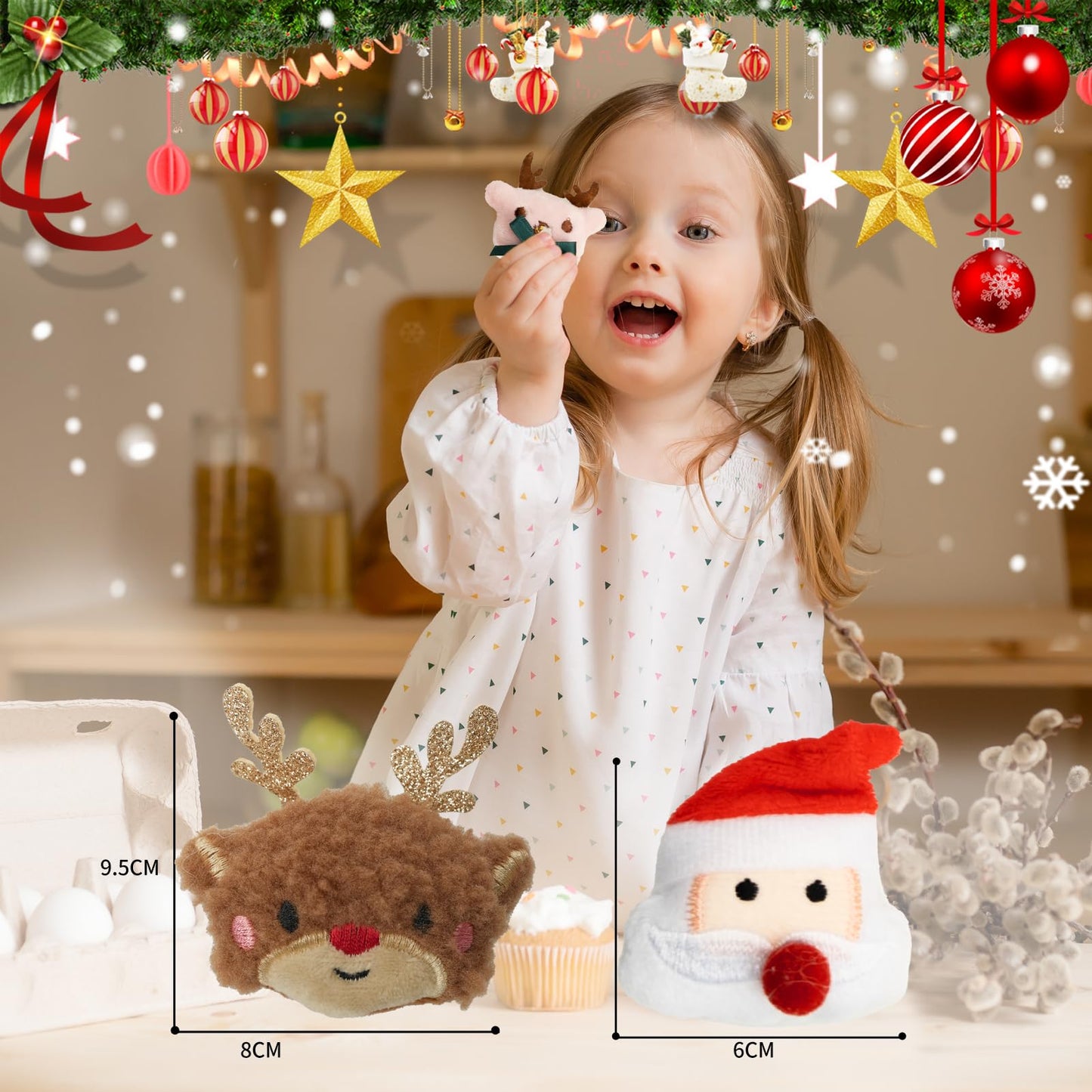Hsodnr 60 Pack Christmas mini Plush Toy，Mini Set Plush Christmas Ornaments， Angel Santa Claus Snowman Reindeer Mini Christmas Tree Ornaments，Gifts for Children