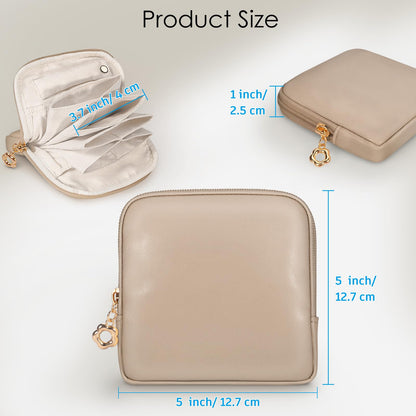 SITHON Small Travel Jewelry Case with Ring Holder, Mini Velvet Jewelry Pouch Bags, Compact Storage Organizer for Bracelet Necklaces Earrings Travel Essentials, Mother’s Day Gifts (Toffee)