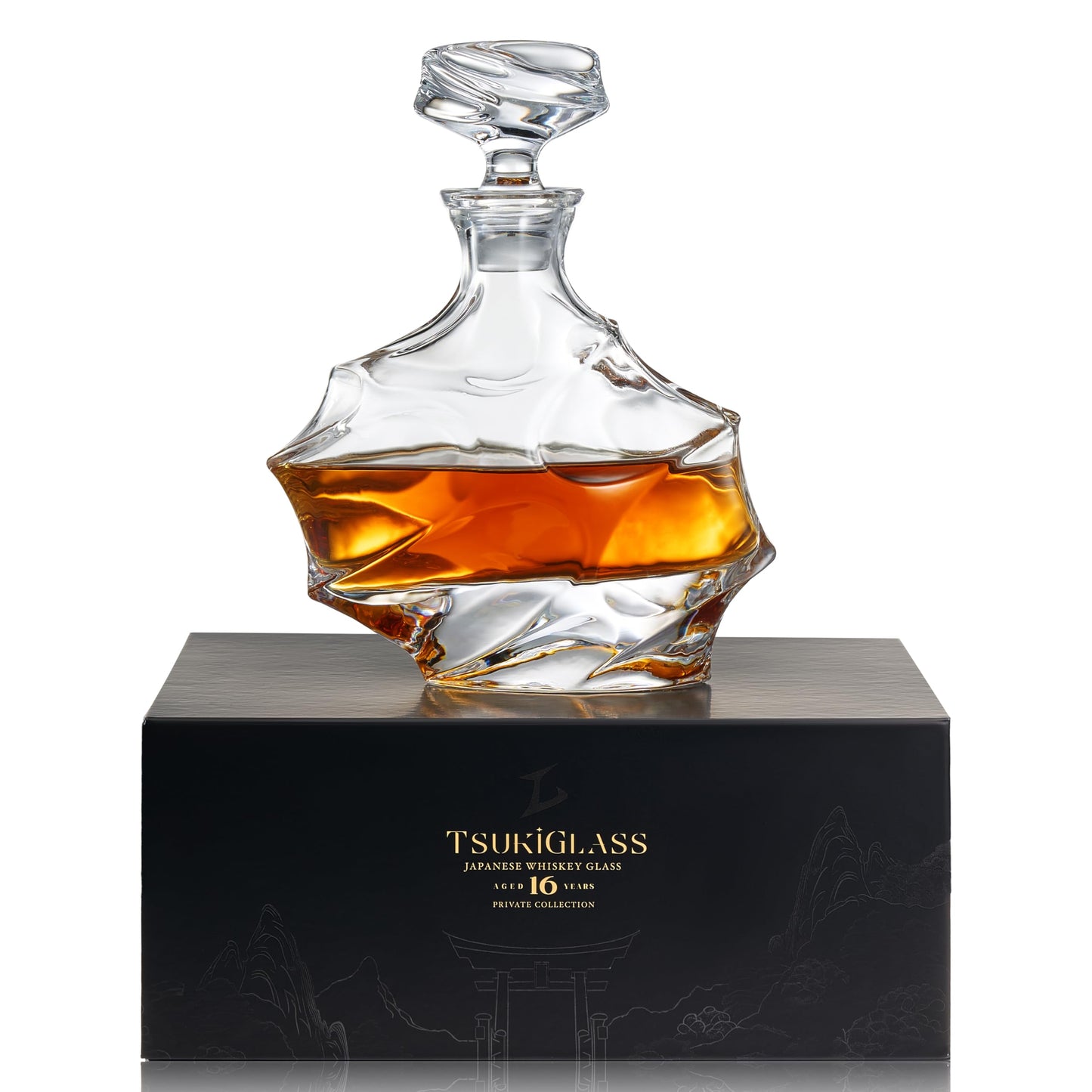 TsukiGlass Storm Japanese Crystal Whisky Decanter | 100% Ultra Clarity Lead-Free Crystal | 750ml Elegant Liquor Carafe for Whiskey, Scotch | Fathers Day Gift | Bourbon & Spirits