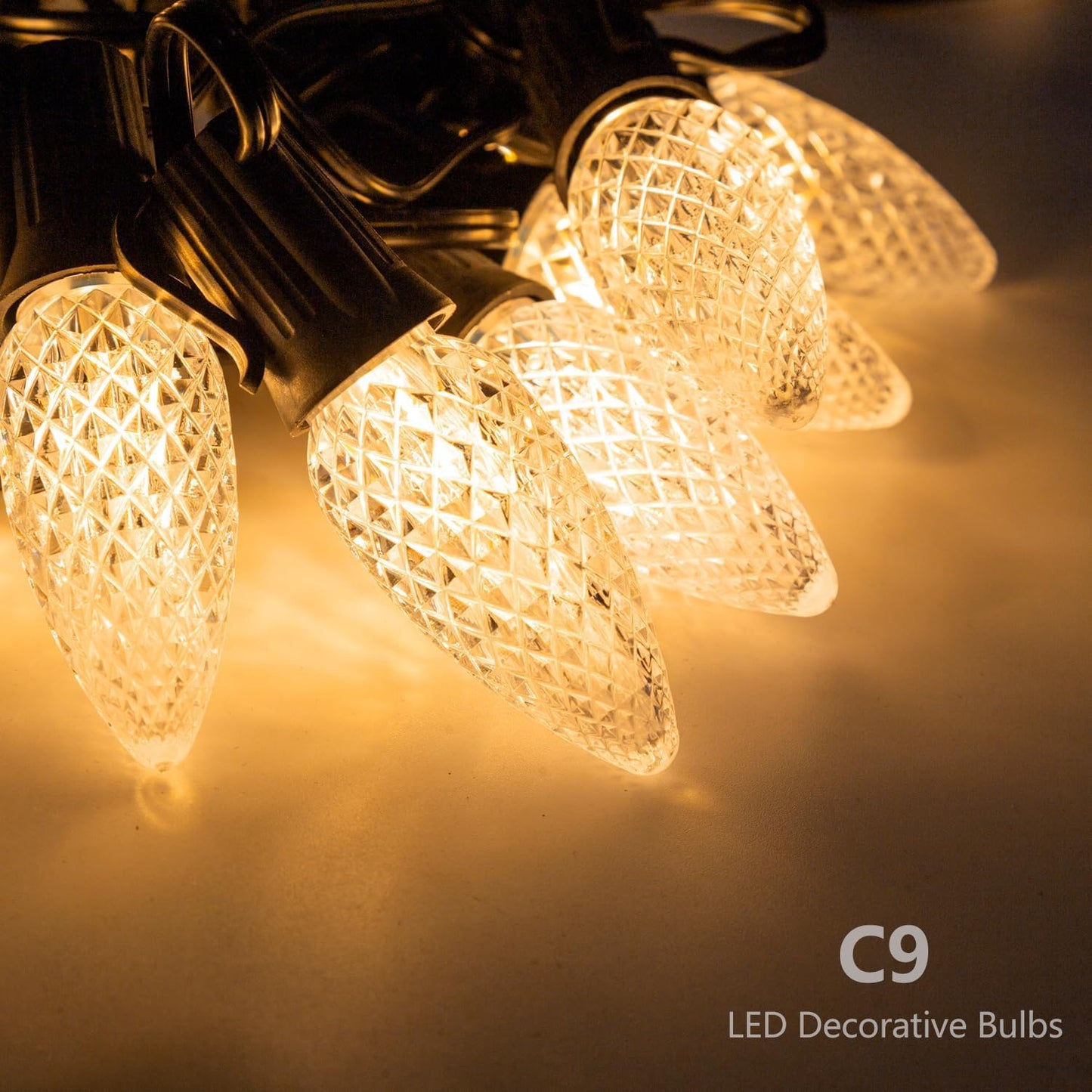 EMYMLITE C9 LED Christmas Light Bulbs, Shatterproof & Waterproof C9 LED Replacement Bulbs, 2700K Warm White Holiday Decor for Indoor & Outdoor Use, E17 Base (Warm White 50Pack)