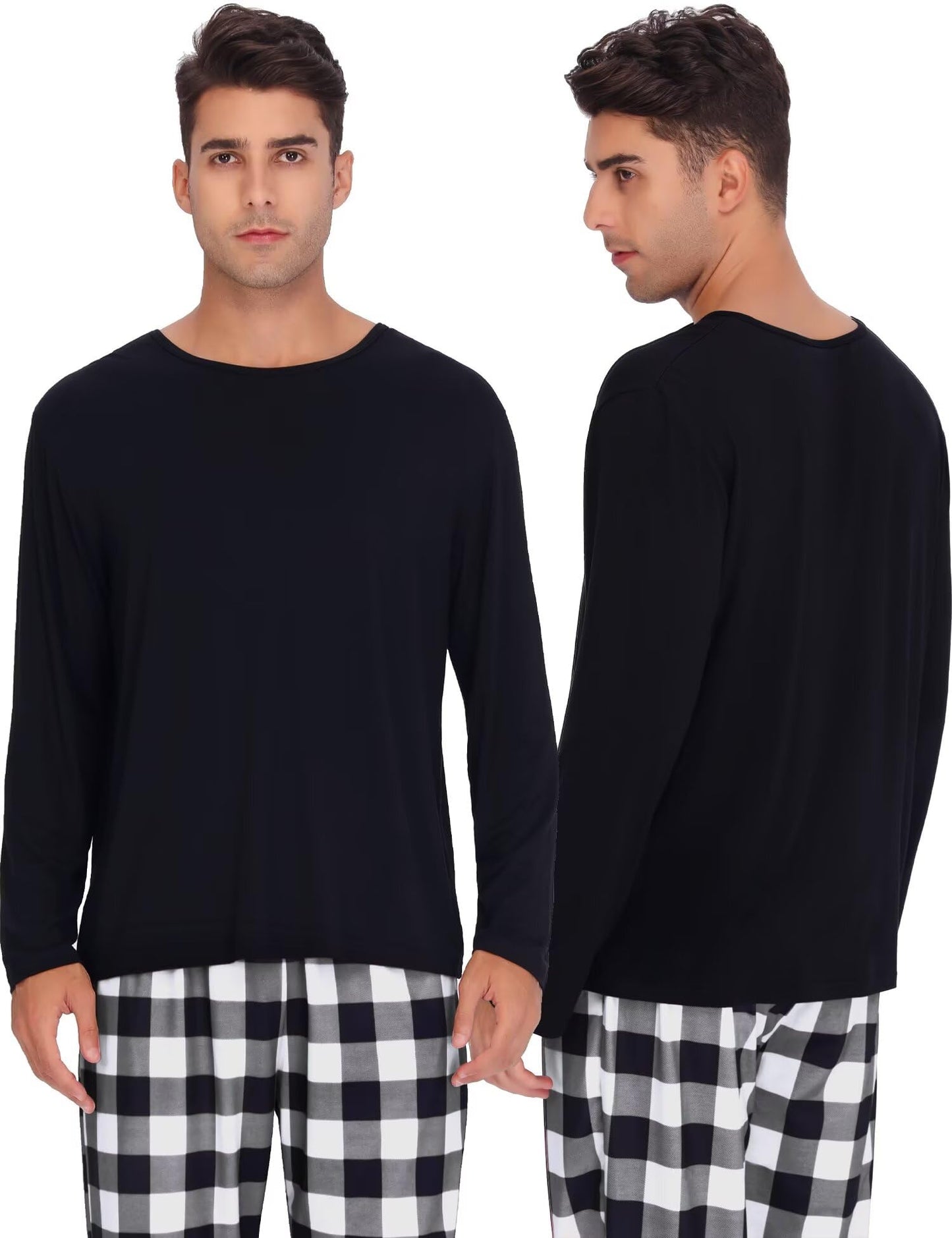 SWOMOG Family Matching Pajamas Set Christmas Plaid Pajamas for Men Women Long Sleeve Sleepwear Pjs Set