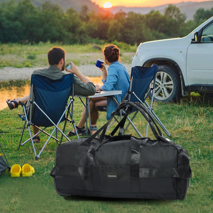 XINGOHQ 80L Rolling Duffle Bag with Wheels - Heavy-Duty 33.5" Foldable Duffel, Water-Resistant Wheeled Luggage with Shoulder Straps for Camping, Gym, Airplane (Black)