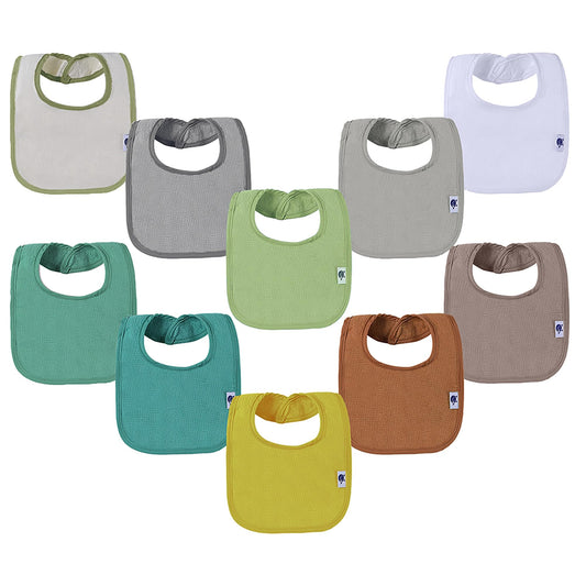 SPINFOX 10 Pack Waterproof Baby Bibs Unisex Cotton Terry Drool Bib, Solid Blank Infant Feeding Bibs, Newborn Bibs for Baby Girl and Boy - Neutral