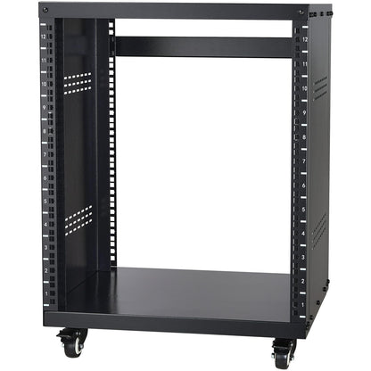 VEVOR 12U AV Rack Stand with Caster Wheels, Component Rack Cabinet Recording Studio Racks, Removable Side Panels, Universal Network Server Case, Special Vents for 19'' Audio Video Rack Mounting