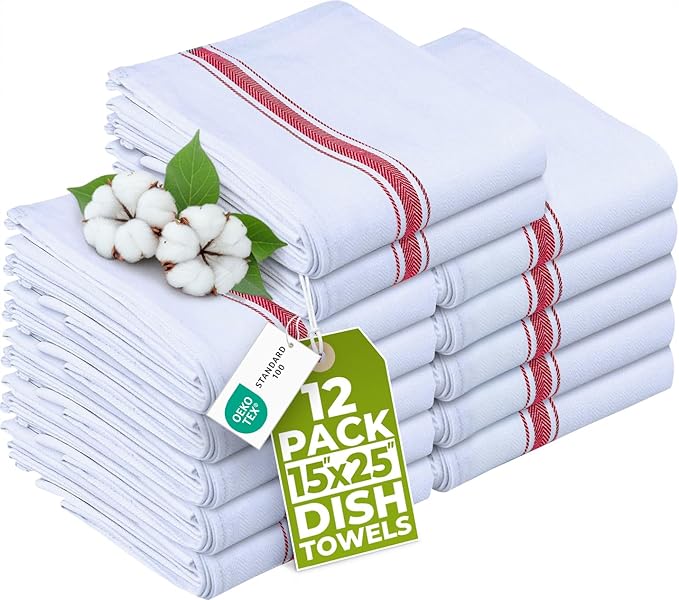 Utopia Towels Red Dish Towels 100% Ring Spun Cotton Highly Absorbent & Reusable