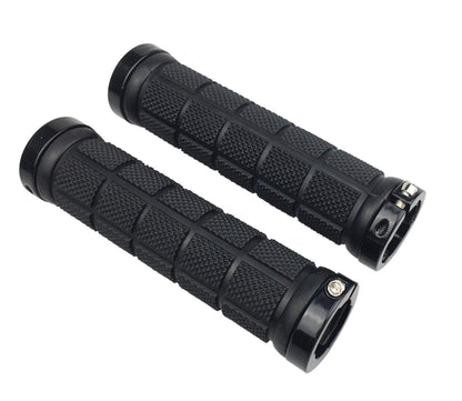 PLATT Bike Handlebar Grips Rubber Comfortable Bicycle Handle Grip for MTB/BMX with Plastic End Caps (Black A)