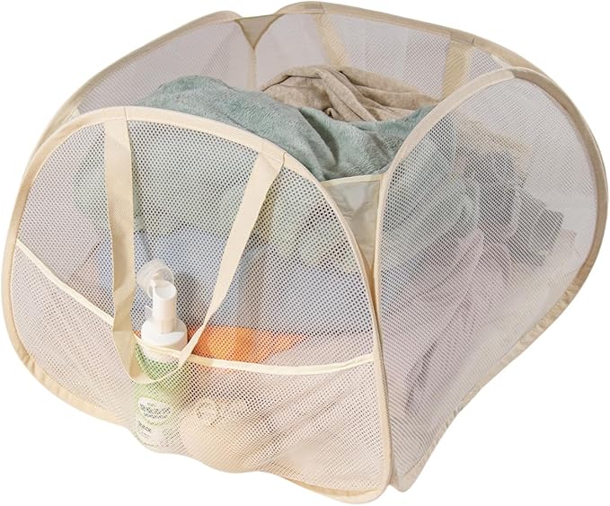 Collapsible Laundry Basket 90L, Foldable Mesh Pop-up Laundry Hamper