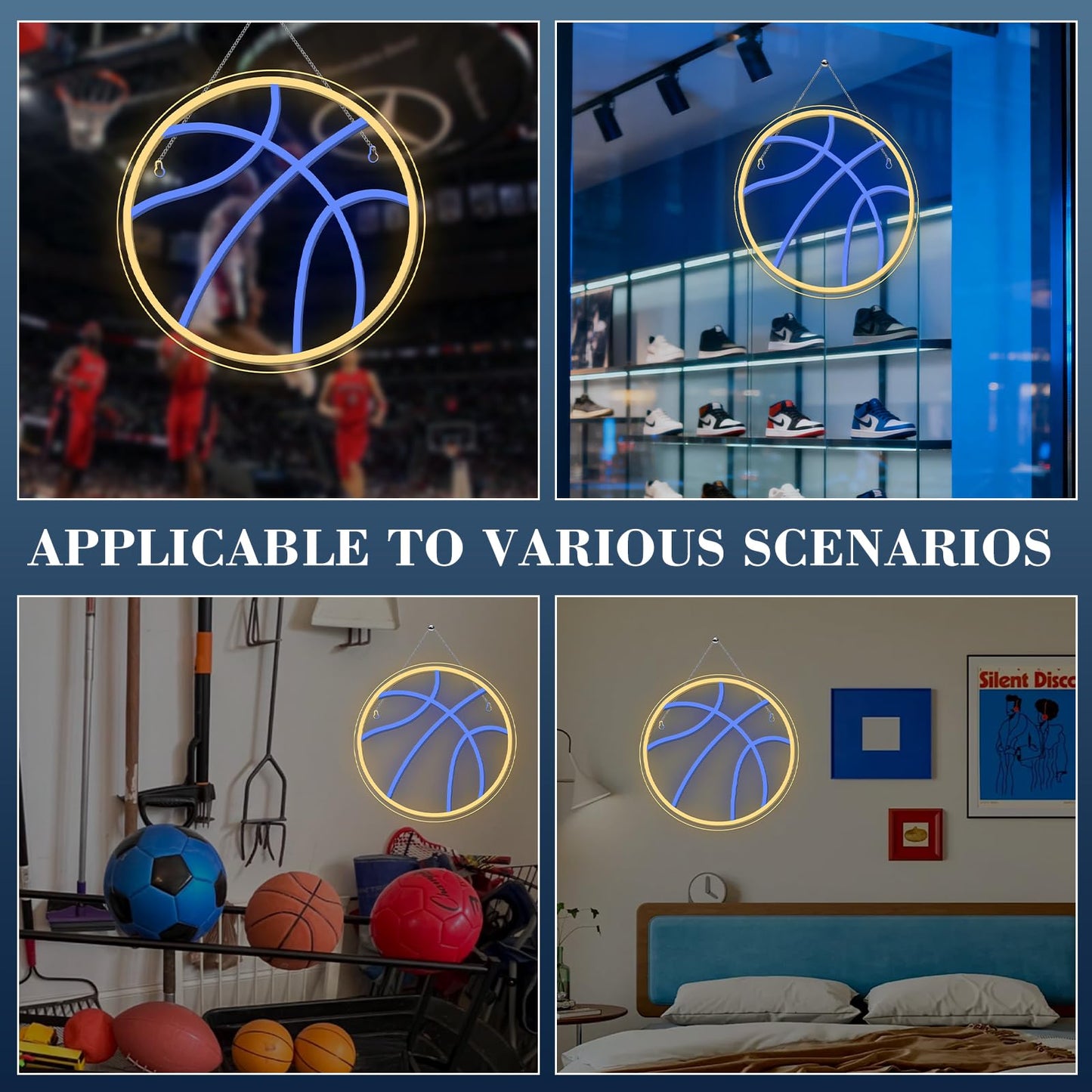 Wanxing Basketball Neon Signs Sport Neon Light Led Sign Neon Sign for Bedroom Led USB Powered Switch Light up Sign Neon Sign for Wall Decor Bedroom Christmas Birthday Signs Kids Gift (Blue Yellow)