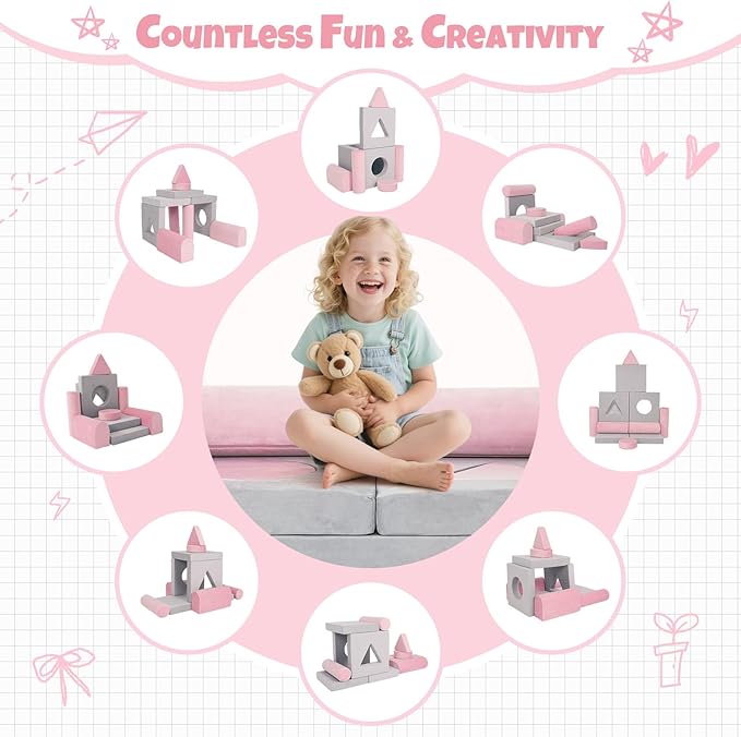 Modular Kids Play Sofa Multifunctional Kids Sofa Convertible Foam Floor Mat