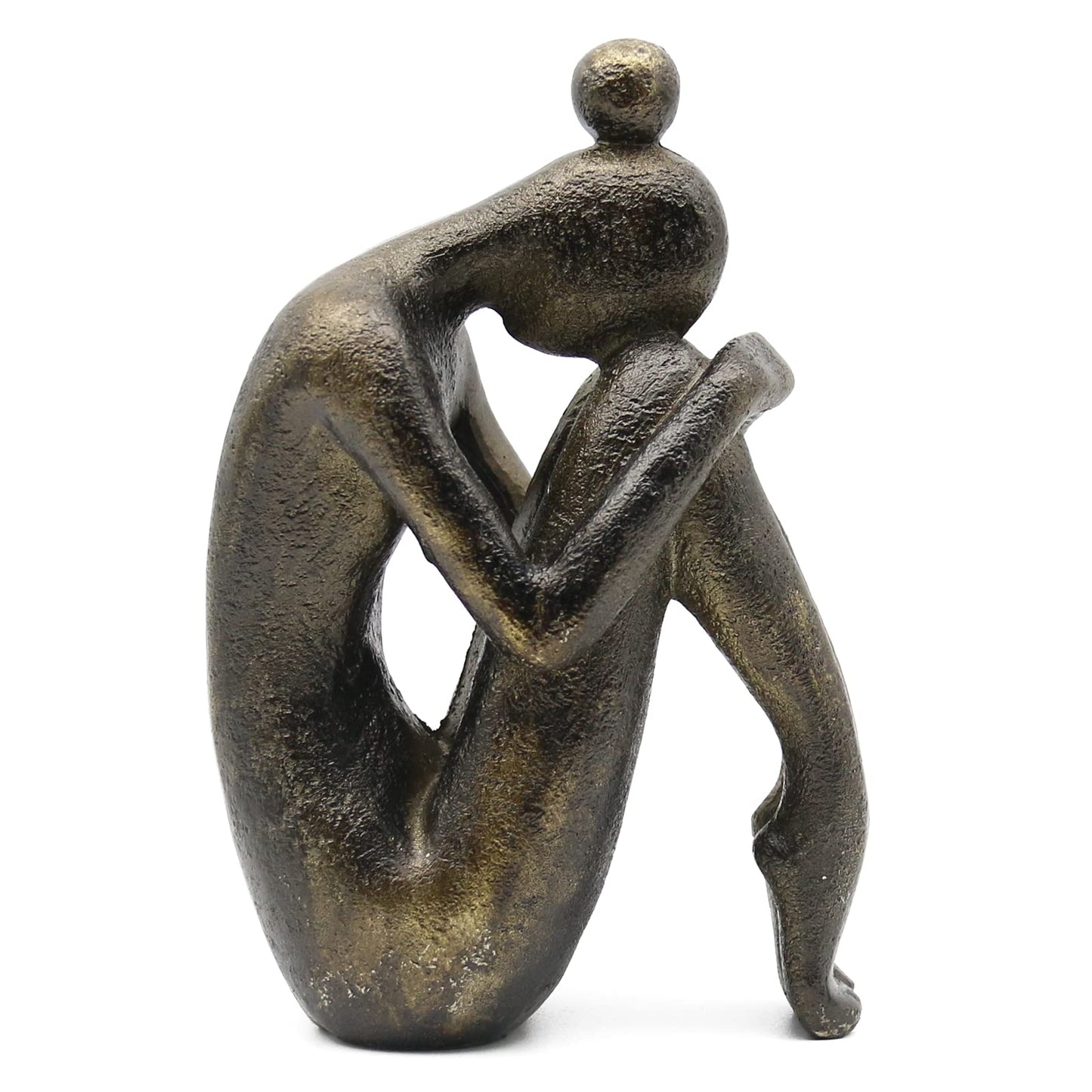 Lukitas Unique Decorative Girl Thinker Bookends, Non-Slip Book Holder, Home Office Bookshelf Decor, Creative Desktop Ornaments for Study Room Hotel Shelves, Resin, 1Pair/2Piece 6.5''