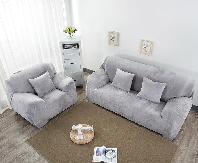 vctops 1-Piece Velvet Plush Stretch Sofa Slipcover