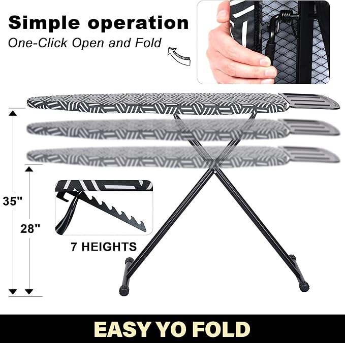 caius Ironing Board, Height Adjustable Heavy Duty Metal Iron Board