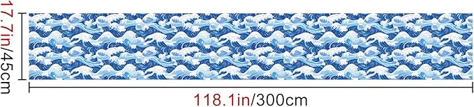 HOMETITUTE Ocean Blue Wave Pattern Wallpaper Peel and Stick Self Adhesive Vinyl
