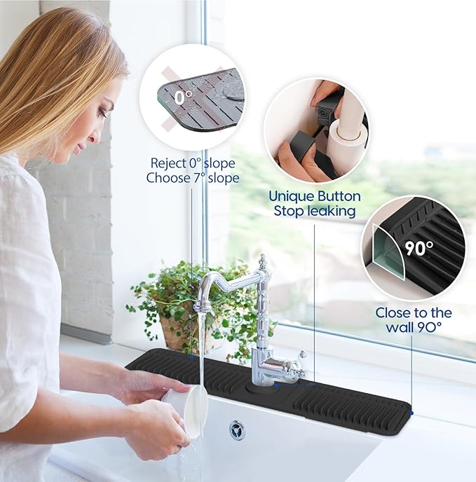 24 Inch Silicone Faucet Mat for Kitchen Sink Splash Guard