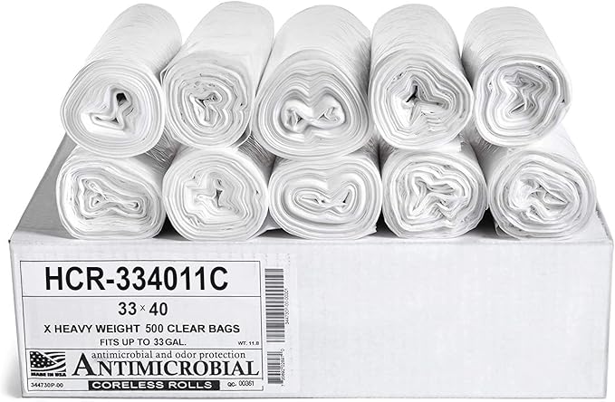 Aluf Plastics High Density Trash Bags, 33 Gallon, 11 Micron,