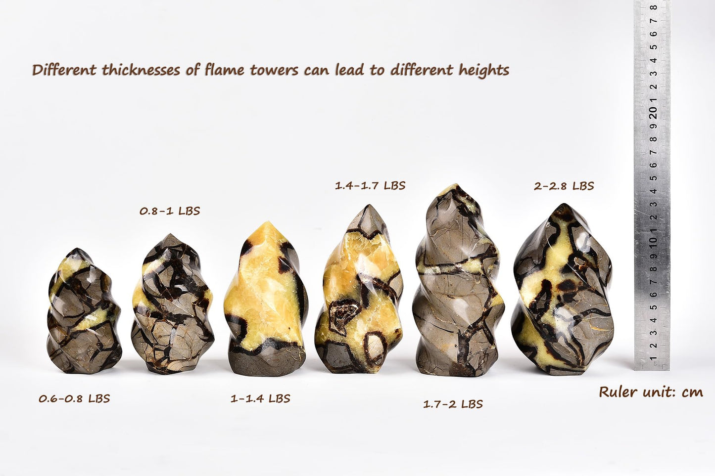 AMOYSTONE Septarian Gemstone Flame Decorative Stone Tower for Healing Witchcraft Table Decors 0.8-1 LBS
