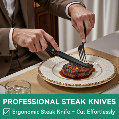 49-Piece Stainless Steel Silverware Set with Cutlery Organizer, Service for 8 with Steak Knives and Kitchen Utensils