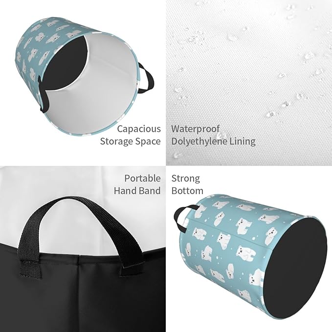 Cute Polar Bears Laundry Hamper Bag