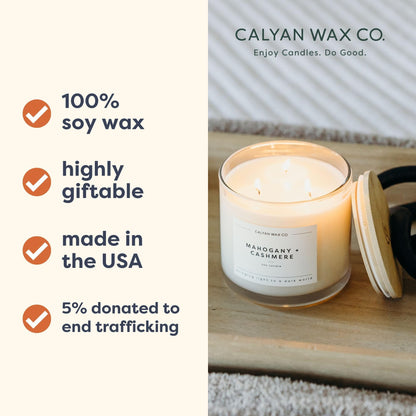 Calyan Wax Co. Aspen & Fog 3 Wick Scented Candle - 43 Hour Burn - Luxury 3 Wick Soy Candles - Clean Soy Wax Candles - Long Lasting Large Glass Jar Candle for Home - 14.9oz