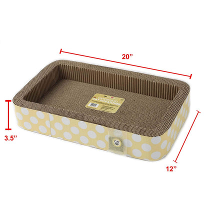 Petrageous 13079 Jerrys Rectangular Corrugated Cat Lounge Scratcher 20-Inch Long 12-Inch Wide 3.5-Inch Tall with Cat Nip is Great for Cats, Yellow (Pack of 1)